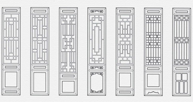 乌坡镇常用中式仿古花窗图案隔断设计图