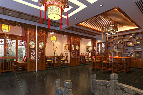 乌坡镇优雅恬淡中式茶叶店装修设计效果图